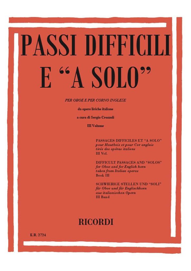 Passi Difficili E A Solo Da Opere Liriche